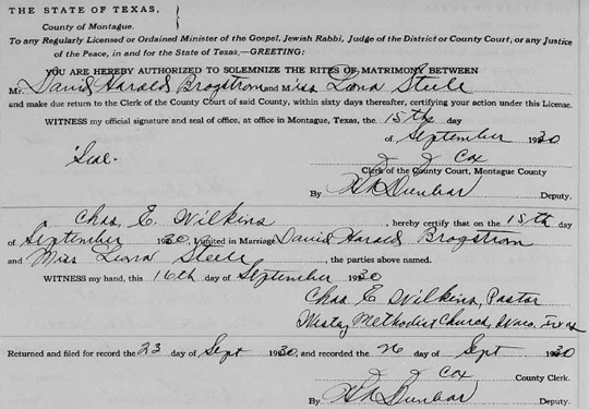 texas marriage record 1930